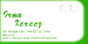 irma kerecz business card